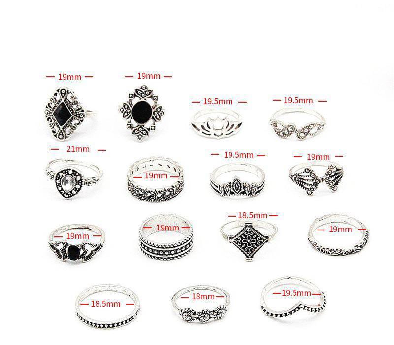 15 Pcs Trendy Rings Set For Girls(Cf Dynamic)