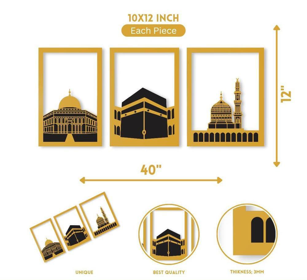 Three Frame Kaba Shareef Wall Art(Cf Dynamic)